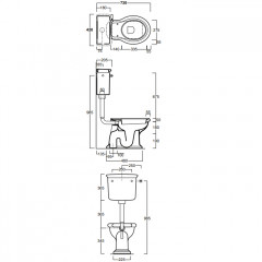 SIMAS Arcade/Lante Низкая труба с механизмом слива (с фронтальной ручкой) для бачка AR812B, LA28B без подводки, цвет золото