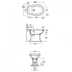 SIMAS Lante Биде напольное с 3 отверстием под смеситель, 39х58см, цвет белый