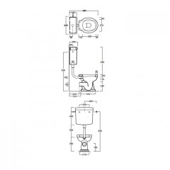SIMAS Arcade/Londra/Lante Низкая труба с механизмом слива с боковой ручкой без подводки для бачка AR812, LO912, цвет бронза