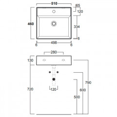 SIMAS AGILE Раковина подвесная 51х46 см, с переливом, с 1 отв под смеситель,цвет белый матовый