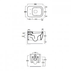 Simas Henges Унитаз подвесной безободковый 38х55 см, цвет Cementto matt (без креплений F85)