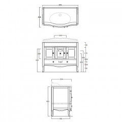 SIMAS Arcade Тумба под раковину AR874 с изогнутыми дверцами (ручки и петли цвет хром), цвет белый