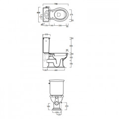SIMAS Lante Механизм слива с боковой ручкой, для бачка моноблок LA09B,цвет бронза