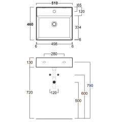 SIMAS AGILE Раковина подвесная 51х46 см, с переливом, с 1 отв под смеситель,цвет белый