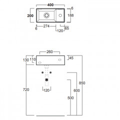 SIMAS AGILE Раковина подвесная 40х20 см, правая , с 1 отв под смеситель,цвет белый