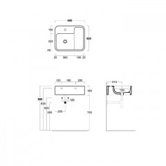 SIMAS HOP Раковина чаша подвесная 60x50xh18 см, без отв. для смесителя, цвет CAPRI