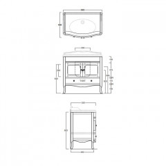 SIMAS Arcade Тумба под раковину AR864 с изогнутыми дверцами (ручки и петли цвета хром), цвет bianco -белый