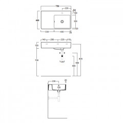 SIMAS Top e lavabi d'arredo раковина накладная/подвесная 75х45 см с 1 отв. под смеситель правая ,цвет белый