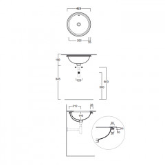 SIMAS Lavabi d'arredo Раковина под столешницу 42.5см BLANCO, цвет белый
