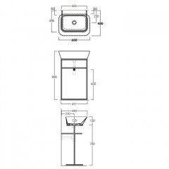 SIMAS WAVE Структура металлическая наполная 50х40х75 см, для раковины WA04,цвет черный матовый