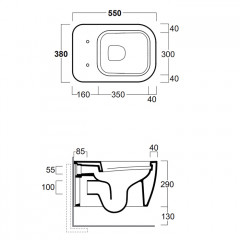 Simas Henges Унитаз подвесной безободковый 38х55 см, цвет nero matt (без креплений F85)