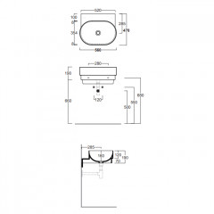 SIMAS PO-MO Раковина подвесная 56x47xh19 см., без отверстий для смесителя, без перелива, цвет CAPRI (на столешницу не заказывать!)
