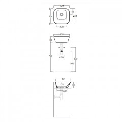 SIMAS WAVE Раковина 420х420х165 мм., для установки на столешницу, без отверстий для смесителя, цвет Mirto matt
