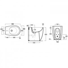 SIMAS Vignoni биде напольное высокое H=50см, 56*36,5см, с 1 отв. под смеситель, цвет: белый