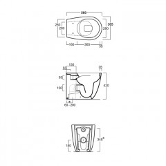 SIMAS VIGNONI Унитаз приставной 560х365 мм., Rimless, с универсальным сливом, цвет Tela matt