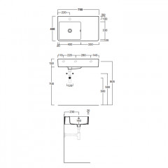 SIMAS Top e lavabi d'arredo раковина накладная/подвесная 75х45 см с 1 отв. под смеситель левая ,цвет белый