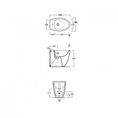 Simas Lft Spazio биде приставное 53х34см, с 1 отв. под смеситель, цвет черный,без крепления F85