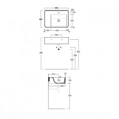 SIMAS RATIO Раковина чаша подвесная 65x46xh18 см, с 1 отв. для смесителя, без перелива, цвет белый