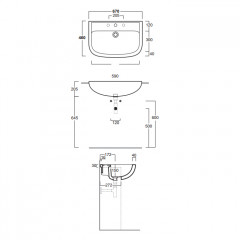 SIMAS Lavabi d'arredo Раковина полувстроенная 67х46см PAOLA с 1 отв под смеситель и двумя намеченными, цвет белый