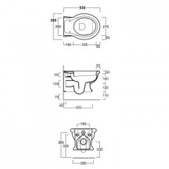 SIMAS Lante Унитаз подвесной безободковый "Rimless", 53х38,5см, цвет черный глянцевый