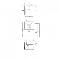 SIMAS Frozen раковина 50,5x50см, с 1 отв. выбитым вручную,, цвет белый