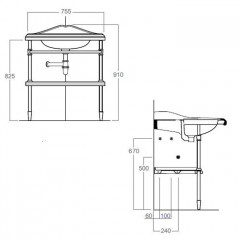 SIMAS Arcade Угловая структура для раковины AR884 и полки AR894, цвет золото