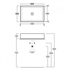 SIMAS AGILE Раковина на столешницу 60х40 см., без перелива, без отверстия под смеситель, цвет antracite matt