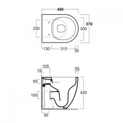 SIMAS Vignoni Унитаз напольный XS 37х48 см, цвет: белый