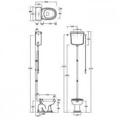 SIMAS Arcade/Londra/Lante Высокая труба с механизмом слива для бачка без подводки, цвет бронза