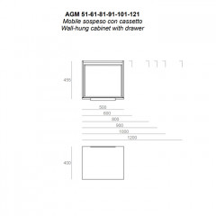 SIMAS AGILE Тумба подвесная 50x46xh40 см, для раковины AG51, 1 ящик, ручка матовый хром, цвет OXIDE