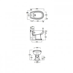 SIMAS Arcade Биде без ободка с 1 отв. под смеситель 36х57 см, цвет белый