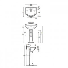 SIMAS Arcade Раковина со спинкой 59х46см с 1 отв. под смеситель, цвет белый