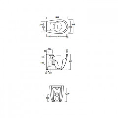 SIMAS Vignoni унитаз напольный приставной безободковый "Rimless" 56*36,5см, слив универсальный, цвет: белый