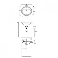 SIMAS Arcade Раковина встроенная 61x50,5см с 3 отв. под смеситель, цвет белый