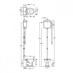 SIMAS Arcade/Londra/Lante Высокая труба с механизмом слива для бачка без подводки, цвет хром