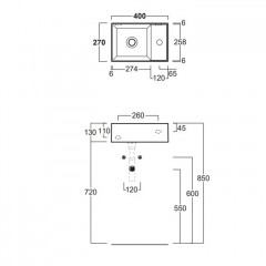 SIMAS AGILE Раковина подвесная 40х27 см, правая , с 1 отв под смеситель,цвет белый
