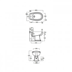 SIMAS Arcade Биде без ободка с 3 отв. под смеситель 36х57 , (2отв. выбитых вручную), цвет белый