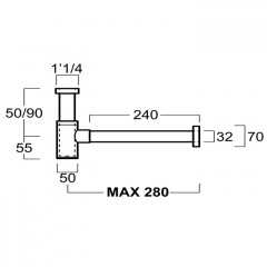 SIMAS Сифон цилиндрической формы для биде, хром