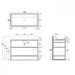 SIMAS AGILE Структура металлическая 101x46xh72 см, напольная, для раковины AG101, с 2 полками, цвет черный матовый