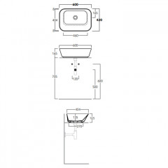 SIMAS WAVE Раковина чаша прямоугольная 60х42х16,5 см,без отв под смеситель,цвет белый