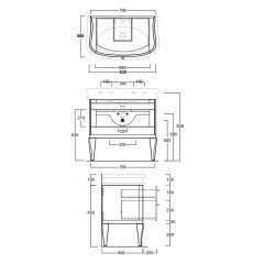 SIMAS Lante Деревянная тумба под раковину LA11, 79,5*46,5*h75см, цвет черный глянцевый
