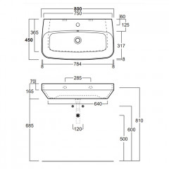 Simas Baden Baden Раковина подвесная 80х45 см, с 1 отв. для смесителя, цвет белый (без крепления F89)