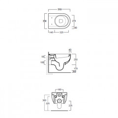 SIMAS E-LINE Унитаз подвесной 51х35см, цвет белый (без крепежа F85)