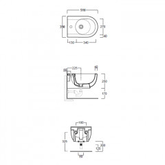 SIMAS E-LINE Биде подвесное 51х35см c 1 отверстием под смеситель, цвет белый (без крепежа F85)