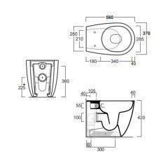 SIMAS Vignoni унитаз напольный приставной безободковый "Rimless" 56*36,5см, слив универсальный, смыв Tornado, цвет: cemento matt