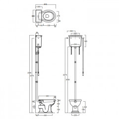 SIMAS Arcade/Londra/Lante Высокая труба с механизмом слива для бачка без подводки, цвет золото