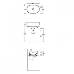 SIMAS Po-mo Раковина чаша на столешницу/ полувстраеваемая сверху 56x37xh19 см, без отв. для смесителя, без перелива, цвет белый