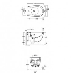 SIMAS Vignoni биде подвесное 56*36,5см, с 1 отв. под смеситель, без крепежа F85, цвет: белый матовый