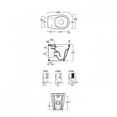 Simas Gambassi Унитаз приставной безободковый 56.5х37,5 см, цвет белый