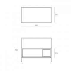 SIMAS FORIU Напольная тумба 100x51x79 см для керамической столешницы FO10. 1 ящик белый матовый,боковые фасады цвет SHERWOOD